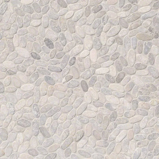 Sliced Ash Pebbles Mesh Backed Pattern Tumbled 0.38 Inch Marble Mosaic Tile