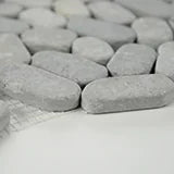 Sliced Ash Pebbles Mesh Backed Pattern Tumbled 0.38 Inch Marble Mosaic Tile