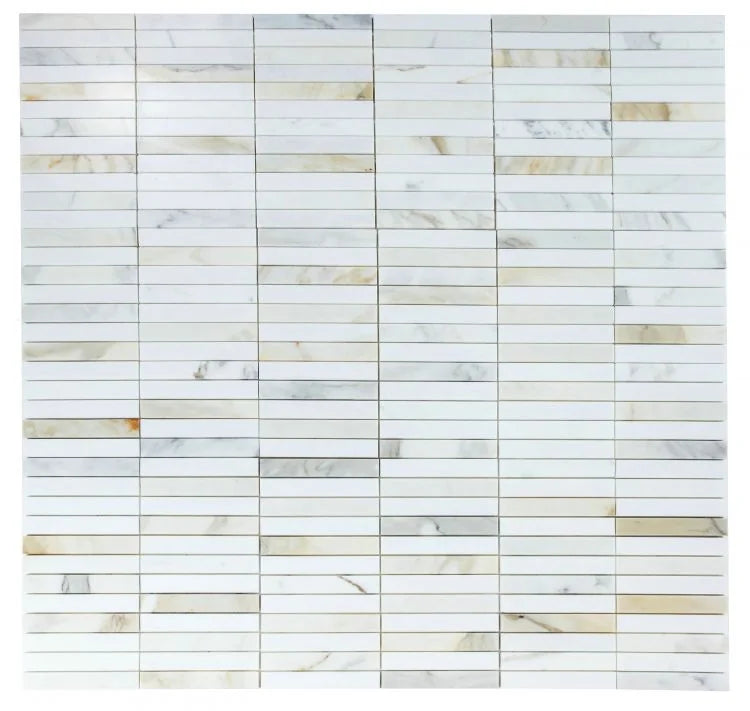 Slot Calacatta Long 11.75x11.75 Marble Mosaic