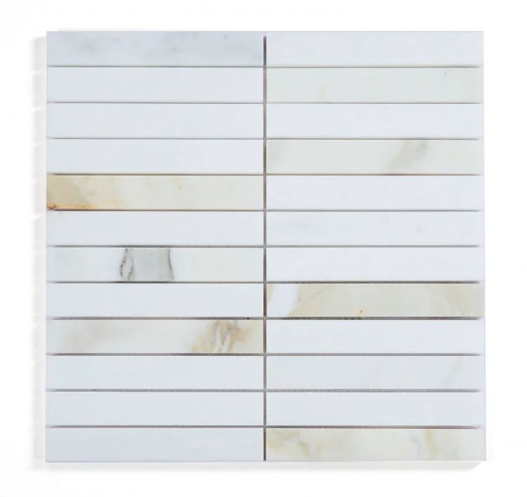Slot Calacatta Long 11.75x11.75 Marble Mosaic