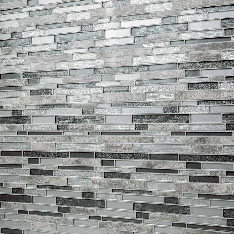 Smoky Alps Interlocking Pattern Misc. 0.31 Inch Porcelain Glass Blend Mosaic Tile