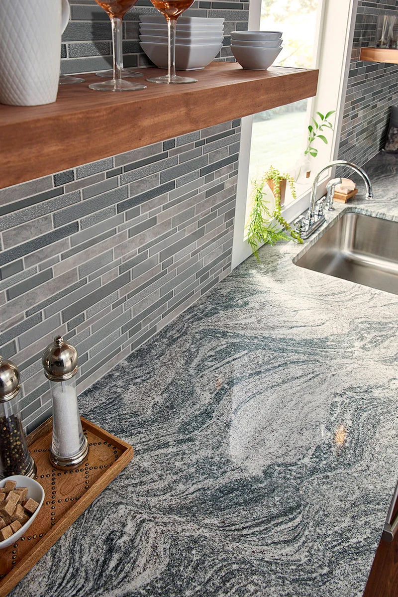 Smoky Alps Interlocking Pattern Misc. 0.31 Inch Porcelain Glass Blend Mosaic Tile