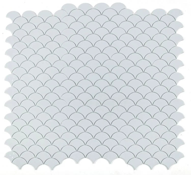 Snowglass Scale Ripple 11.5x12 Polished Glass Mosaic