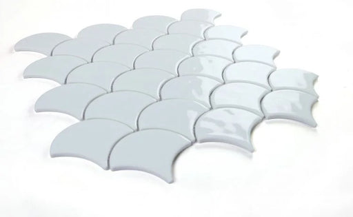 Snowglass Scale Ripple 11.5x12 Polished Glass Mosaic