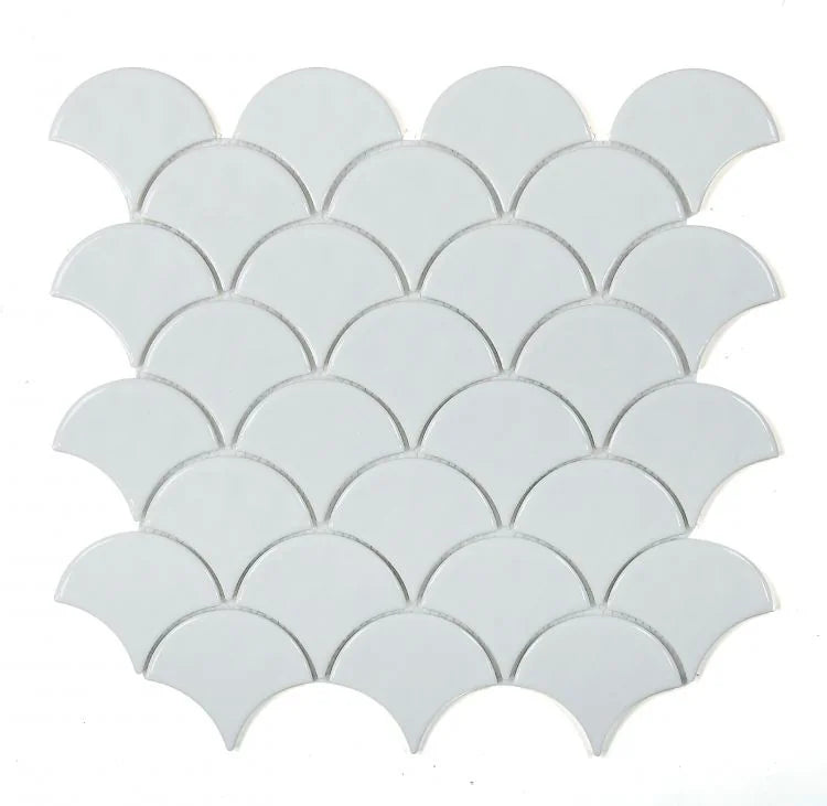 Snowglass Scale Ripple 11.5x12 Polished Glass Mosaic