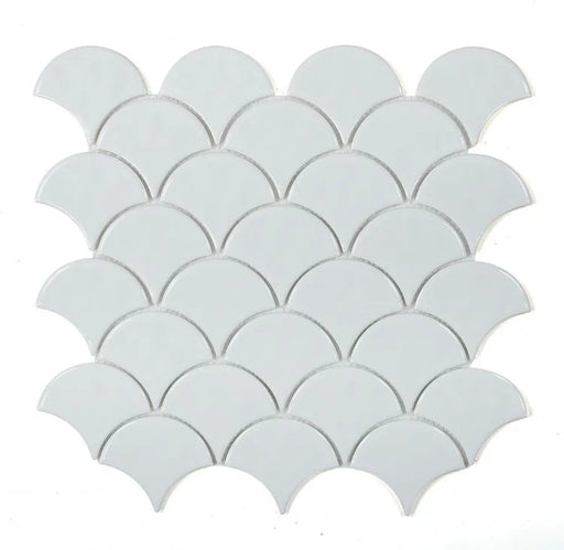 Snowglass Scale Ripple 11.5x12 Polished Glass Mosaic