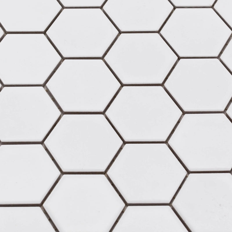 Solids Hex Mosaic 2x2 White Matte Porcelain Mosaic