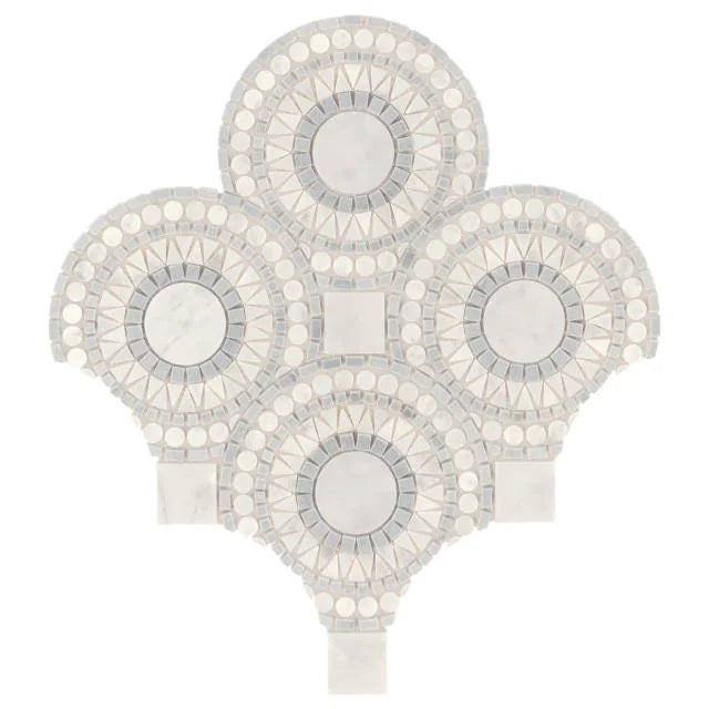 Solis White Carrara & Bardiglio 14.25x14.25 Honed Marble Mosaic