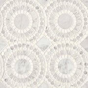 Solis White Carrara & Thassos 14.25x14.25 Honed Marble Mosaic