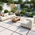 Sonoran Pearl Marble Paver 24x24 Brushed Chiseled — Backyard patio