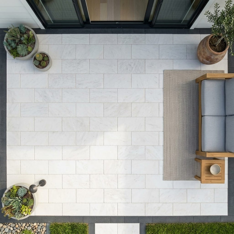Sonoran Pearl Marble Paver 8x16 Tumbled 3 cm — Backyard patio