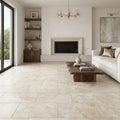 Sonoran Pearl Marble Tile 12x24 Brushed Rectified — Living Room floor