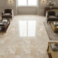 Sonoran Pearl Marble Tile 18x18 Polished — Family Room floor