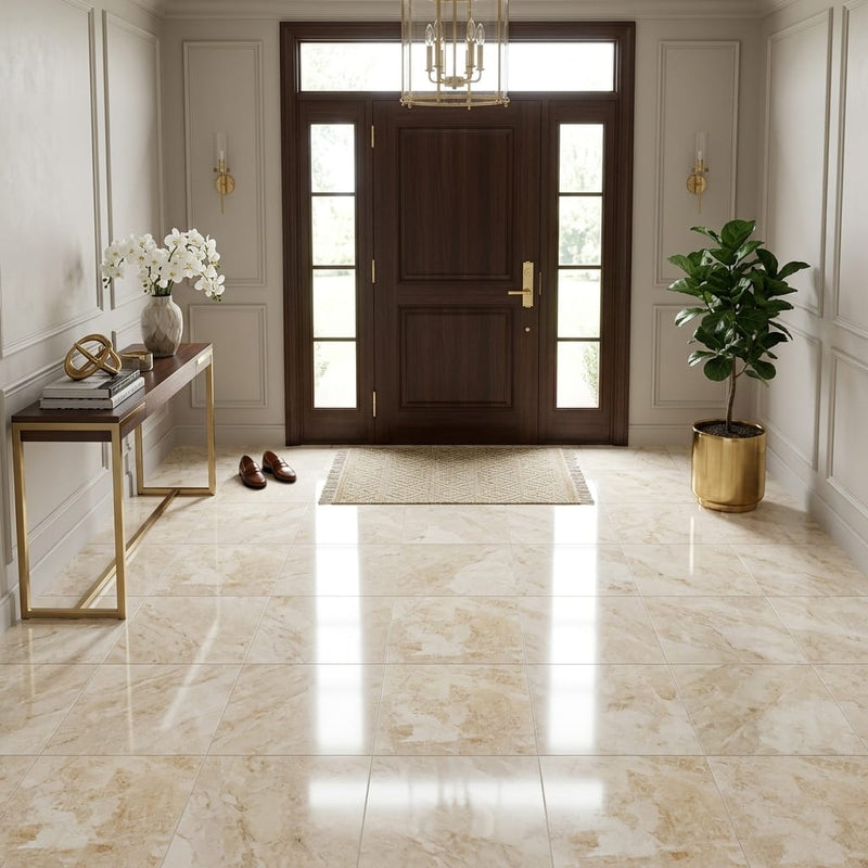 Sonoran Pearl Marble Tile 18x18 Polished — Foyer floor