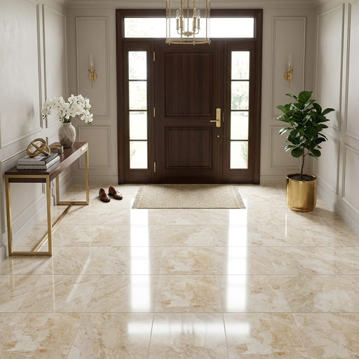 Sonoran Pearl Marble Tile 18x18 Polished — Foyer floor
