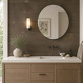 Sormonne Brun Limestone Tile 12x24 Honed 3/8 inch — Bathroom vanity wall