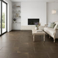 Sormonne Brun Limestone Tile 12x24 Honed 3/8 inch — Living Room floor