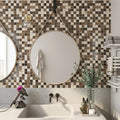 Spanish Mix Marble 1x1 Polished Mosaic (Crema Marfil + Emp. Light + Emp. Dark) — Bathroom shower wall