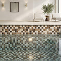 Spanish Mix Marble 1x1 Polished Mosaic (Crema Marfil + Emp. Light + Emp. Dark) — Swimming Pool pool interior tiling