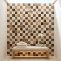 Spanish Mix Marble 2x2 Polished Mosaic (Crema Marfil + Emp. Light + Emp. Dark) — Spa spa interior