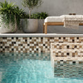 Spanish Mix Marble 5/8x5/8 Polished Mosaic (Crema Marfil + Emp. Light + Emp. Dark) — Swimming Pool pool interior tiling