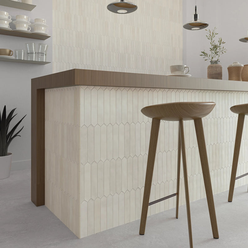 Spark Series Ivory 1-3/4x9-3/4 Picket Matte Porcelain Tile