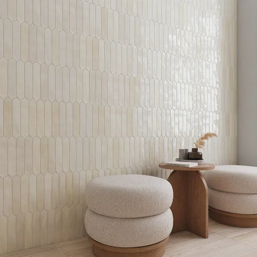 Spark Ivory 1-3/4x9-3/4 Picket Glossy Ceramic/Porcelain Mosaic