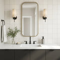Spark Ivory 5x5 Matte Porcelain Tile — Powder Room wall