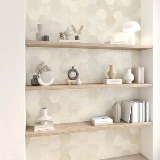 Spark Ivory 6x7 Hexagon Glossy Ceramic/Porcelain Mosaic
