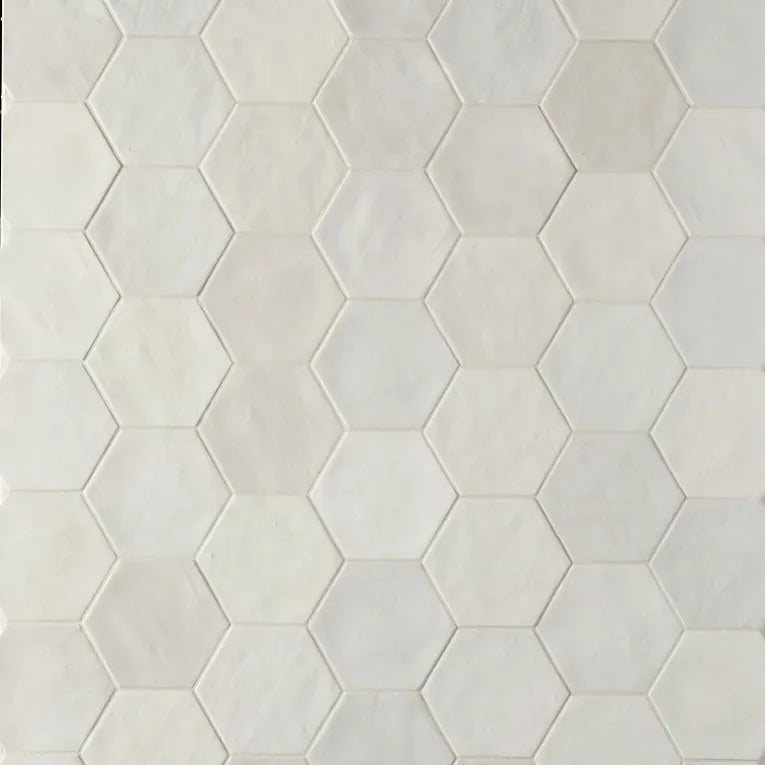 Spark Ivory 6x7 Hexagon Matte Porcelain Mosaic