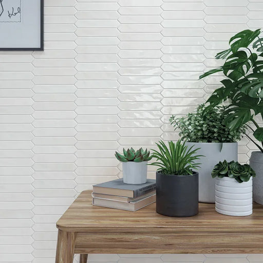 Spark White 1-3/4x9-3/4 Picket Glossy Porcelain Mosaic