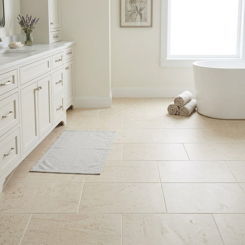 St Croix Limestone Tile 16x24 — Primary Bath floor