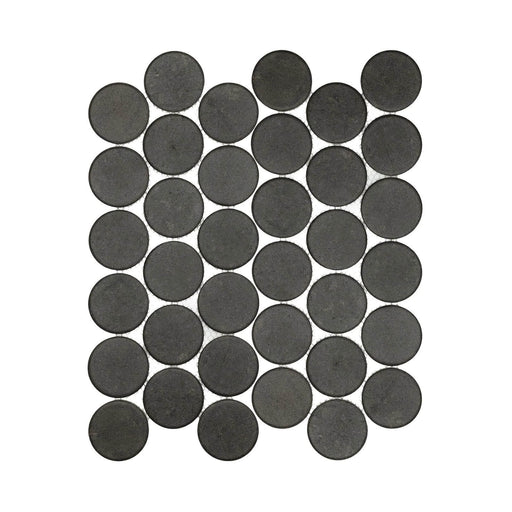 Stage Penny Charcoal 2x2 natural ceramic penny round mosaic tile sheet