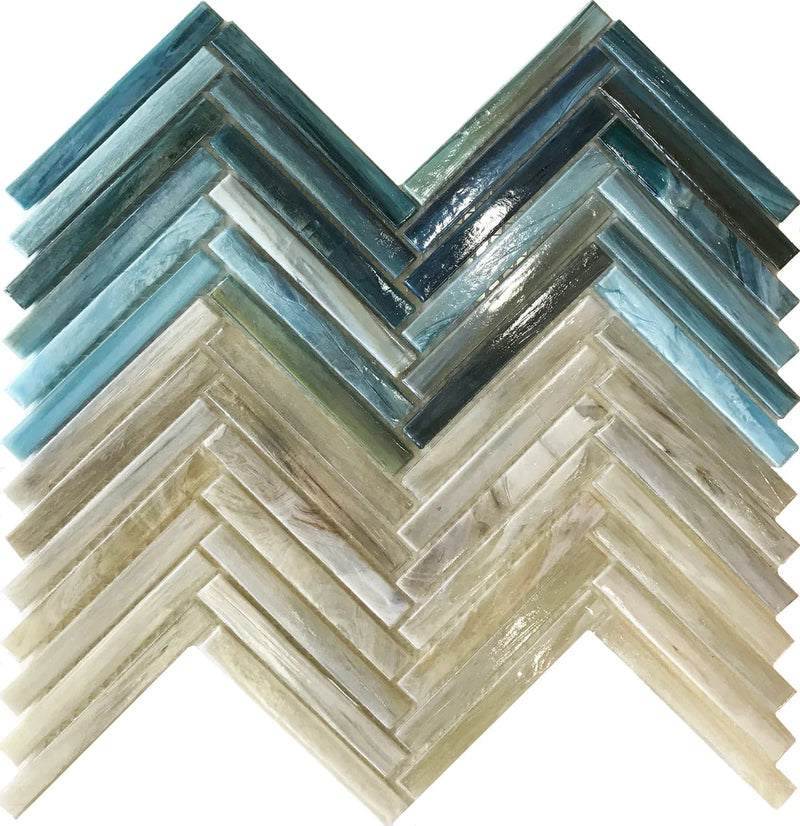 Stained Glass Blue Subway Mosaic