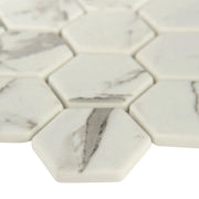 Statuario Celano 2 Hexagon Pattern 0.24 Inch Glass Mosaic Tile