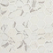 Statuario Celano 2 Hexagon Pattern 0.24 Inch Glass Mosaic Tile