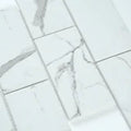 Statuario Celano 3x6 Mesh 0.31 Inch Glass Mosaic Tile