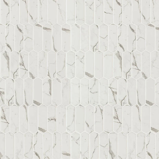 Statuario Celano Picket 0.24 Inch Recycles Glass Mosaic Tile