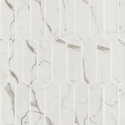 Statuario Celano Picket 0.24 Inch Recycles Glass Mosaic Tile
