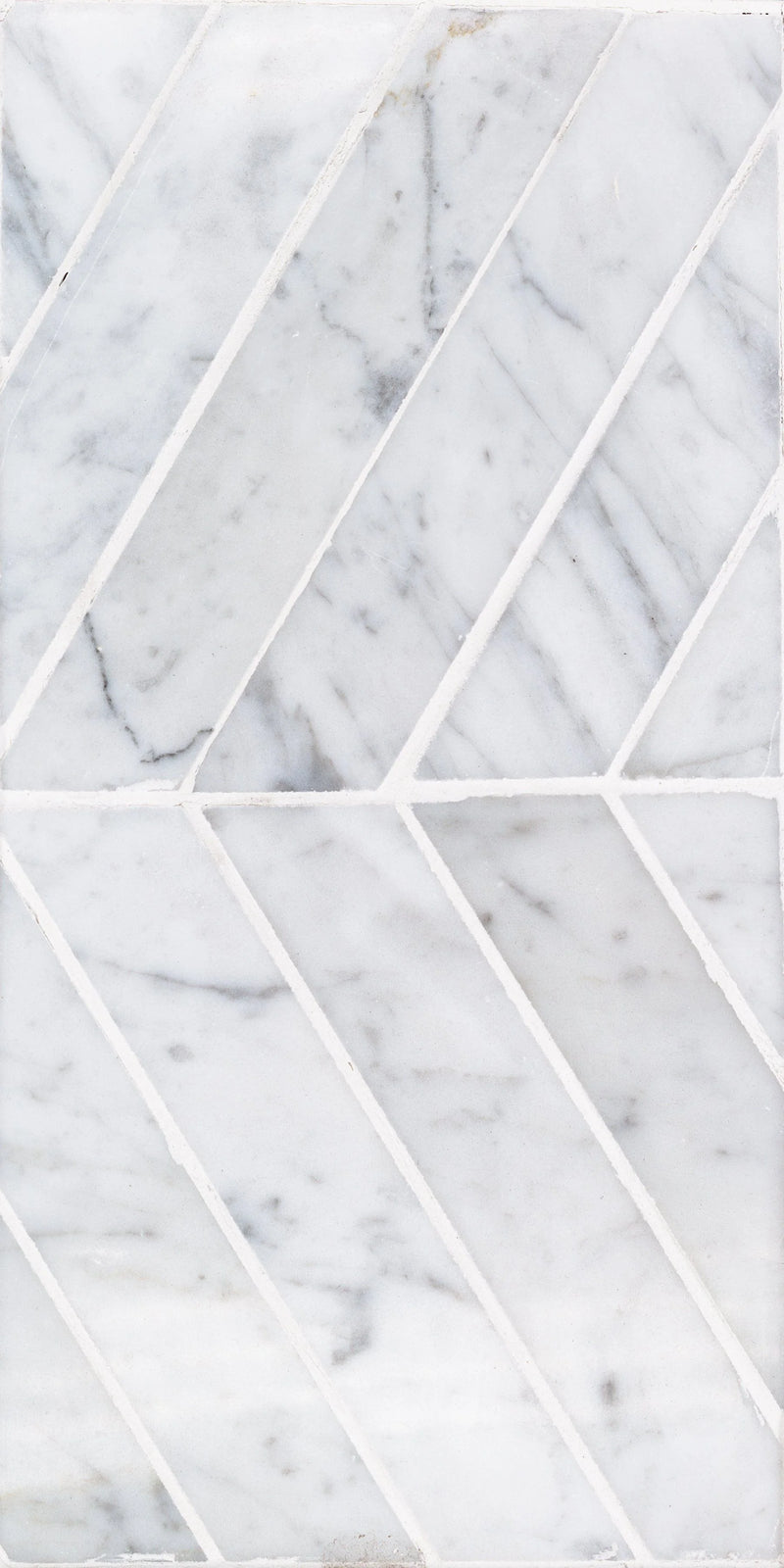 Sto-Re Chevron Carrara 1-1/2x9 Polished Marble Mosaic
