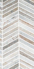 Sto-Re Chevron Ocean White 1-1/2x9 Polished Marble Mosaic