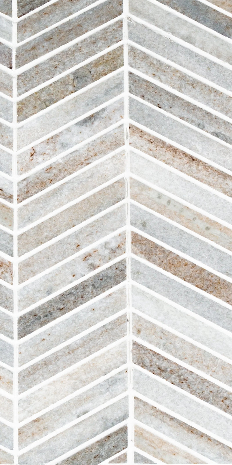 STO-RE Ocean White 5/8x3 Chevron Polished Marble Mosaic