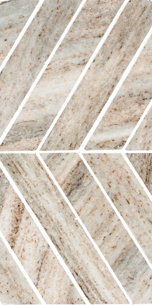 Sto-Re Chevron Ocean White 1-1/2x9 Polished Marble Mosaic