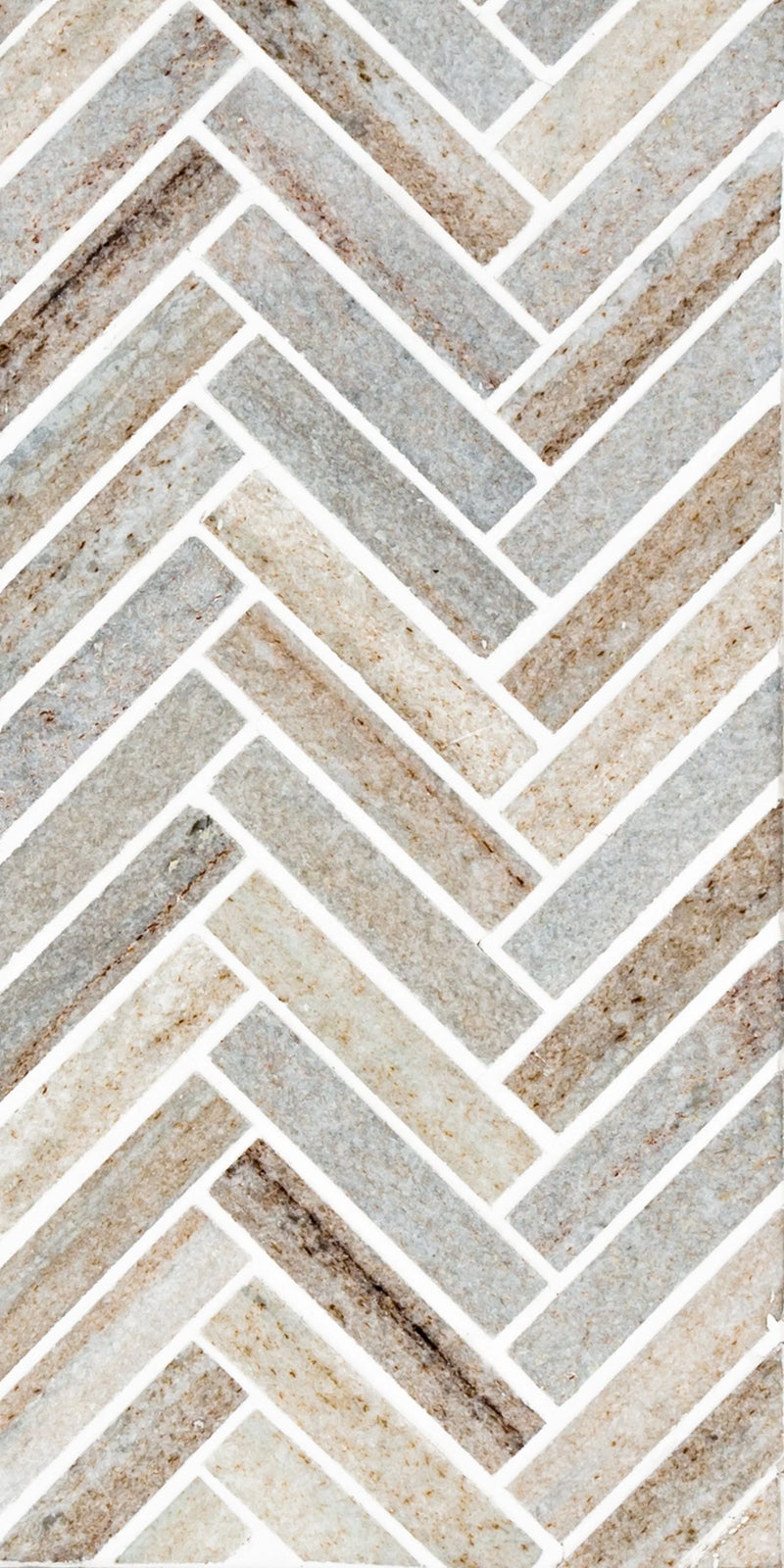 STO-RE Ocean White 5/8x3 Herringbone Marble Polished Mosaic