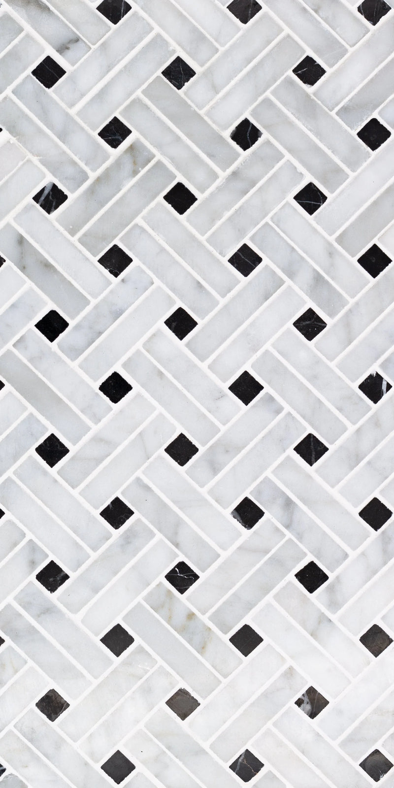 STO-RE Stanza w/Black Dot Carrara 5/8x2 Polished Marble Mosaic