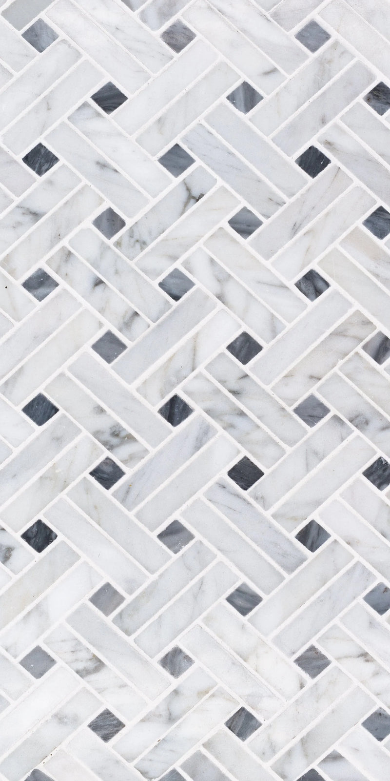 STO-RE Stanza w/Grey Dot Carrara 5/8x2 Polished Marble Mosaic