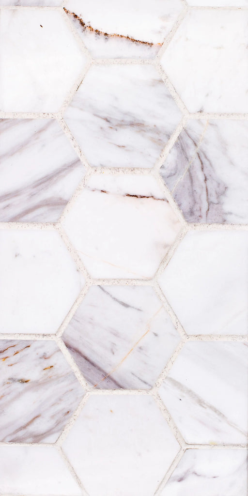 STO-RE Volakas 1-1/8" Hexagon Polished Marble Mosaic