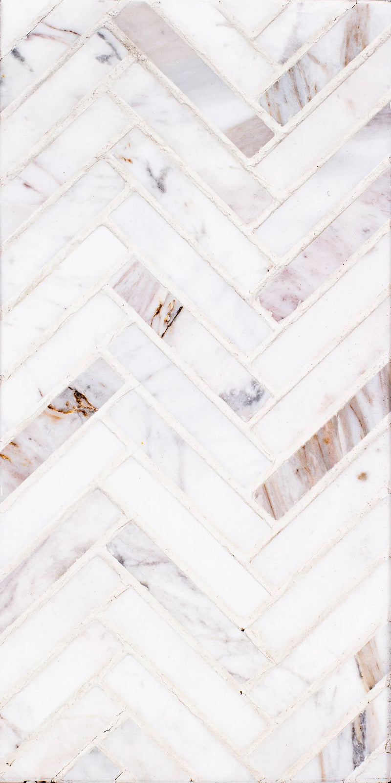 STO-RE Volakas 5/8x3 Herringbone Marble Polished Mosaic