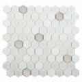 Stone Vine White Elongated Hexagon Stone Mosaic