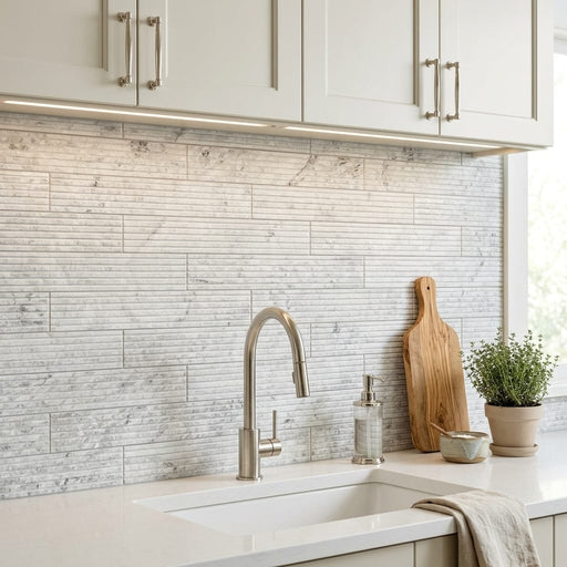 Stormy Mist Marble Tile 4x20 5/8 inch 4x24 — Kitchen backsplash
